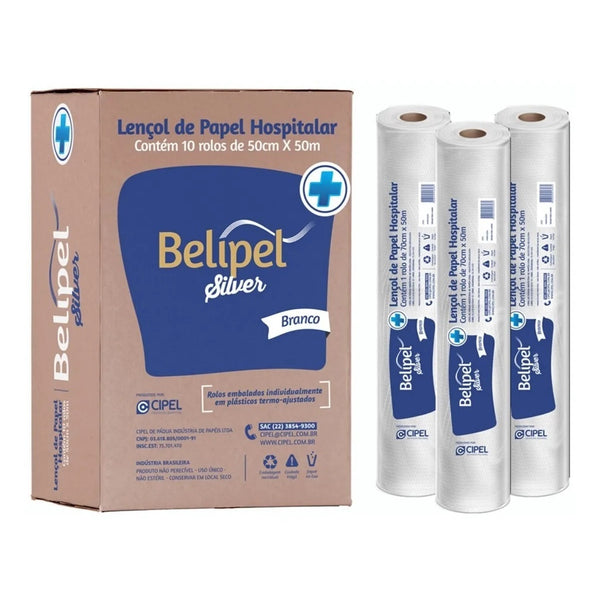 Papel Lençol P/ Maca Hospitalar Estética Rolo Branco 70x50